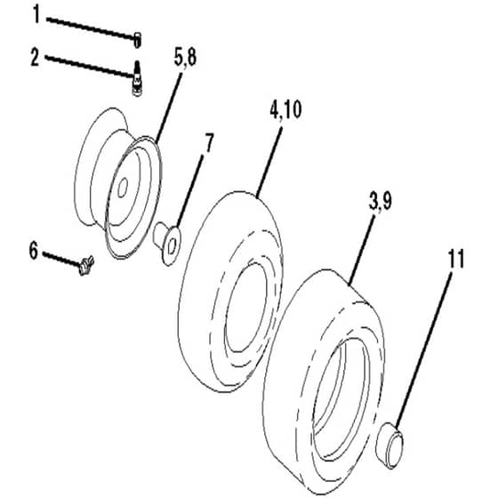 McCulloch M13592RB - 96061010104 - 2010-03 - Wheels and Tyres Parts Diagram