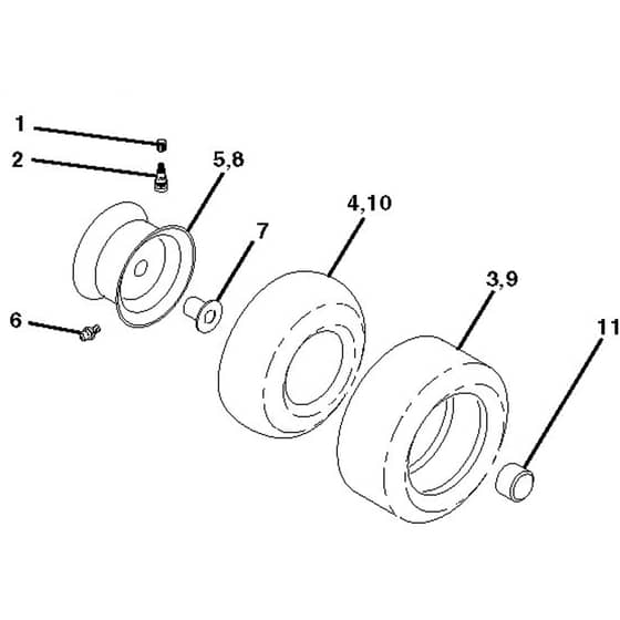 McCulloch M13592RB - 96061010105 - 2010-03 - Wheels and Tyres Parts Diagram