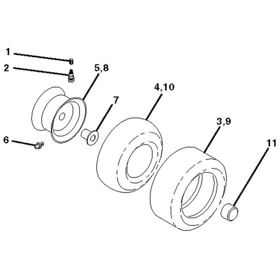 McCulloch M13592RB - 96061012403 - 2008-08 - Wheels and Tyres Parts Diagram