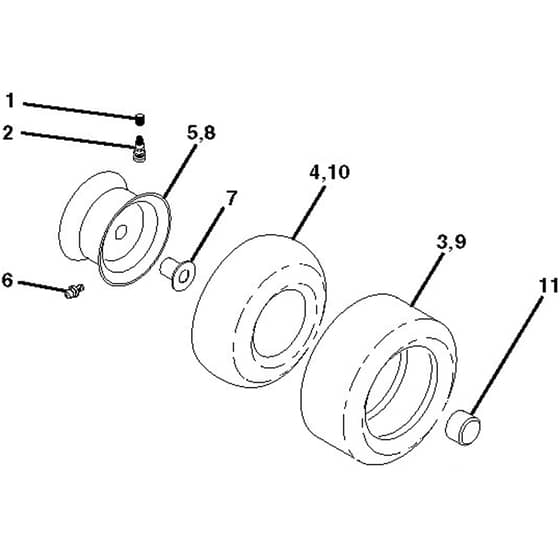 McCulloch M13592RB - 96061012404 - 2008-08 - Wheels and Tyres Parts Diagram