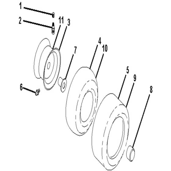 McCulloch M13597 - 96041009102 - 2010-07 - Wheels and Tyres Parts Diagram
