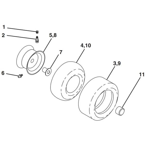 McCulloch M13597HRB - 96061028900 - 2010-07 - Wheels and Tyres Parts Diagram