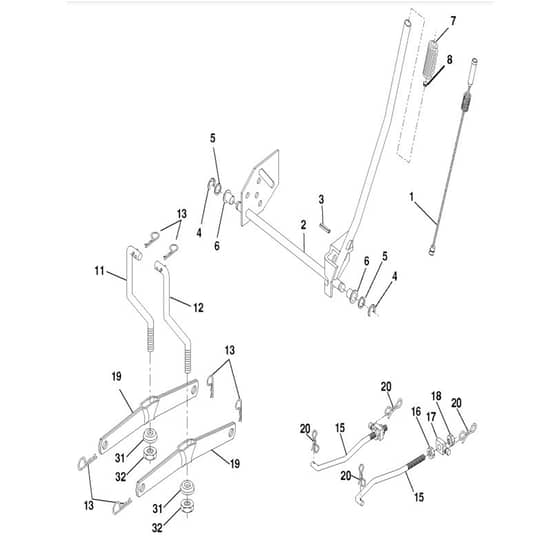 McCulloch M13597HRB - 96061028901 - 2010-04 - Mower Lift - Deck Lift Parts Diagram