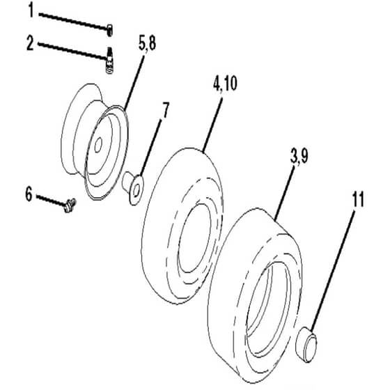 McCulloch M13597HRB - 96061029200 - 2010-07 - Wheels and Tyres Parts Diagram