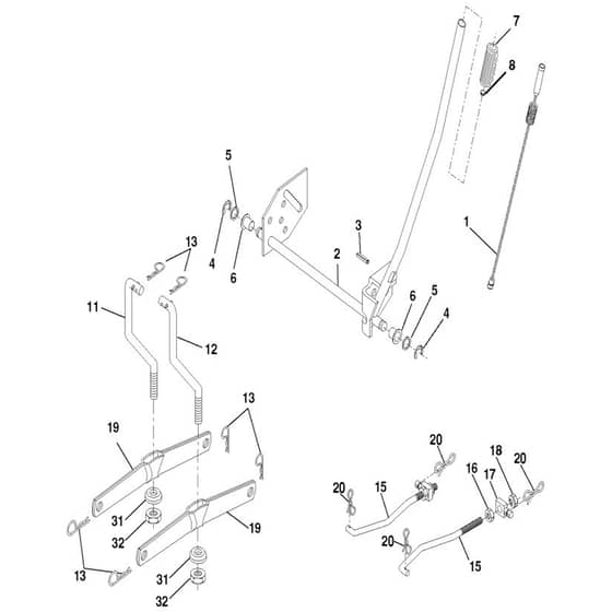 McCulloch M13597HRB - 96061029201 - 2010-03 - Mower Lift - Deck Lift Parts Diagram