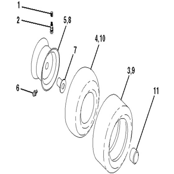 McCulloch M13597RB - 96061028800 - 2010-08 - Wheels and Tyres Parts Diagram