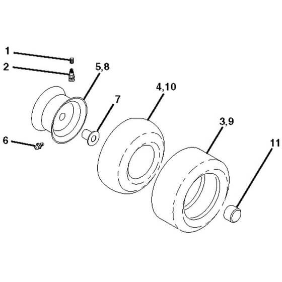 McCulloch M14597HRB - 96051003800 - 2012-01 - Wheels and Tyres Parts Diagram