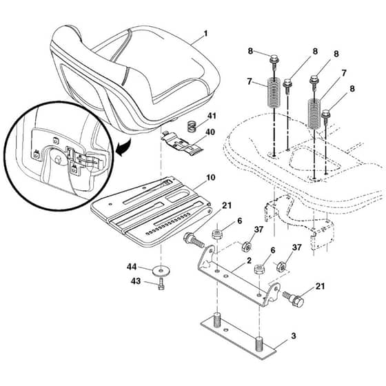McCulloch M155107H - 96041001004 - 2010-07 - Seat Parts Diagram