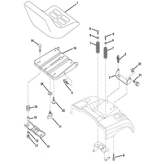 McCulloch M155107HRB - 96061010002 - 2008-08 - Seat Parts Diagram