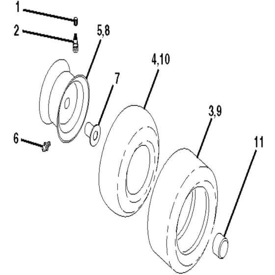 McCulloch M155107HRB - 96061010005 - 2010-07 - Wheels and Tyres Parts Diagram