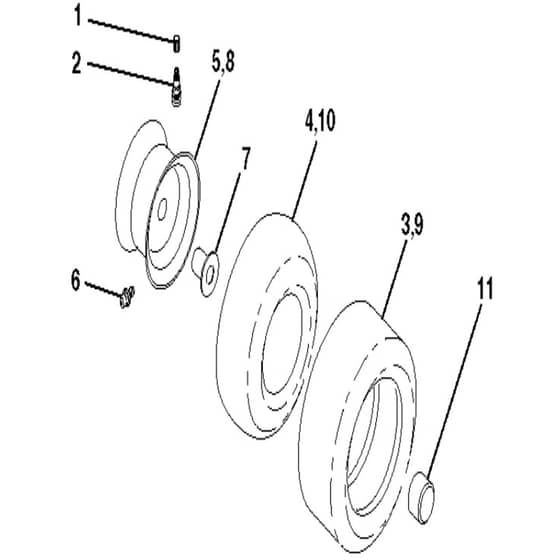 McCulloch M155107HRB - 96061031500 - 2010-09 - Wheels and Tyres Parts Diagram