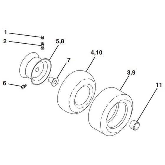 McCulloch M155-107TC - 96051006501 - 2013-01 - Wheels and Tyres Parts Diagram