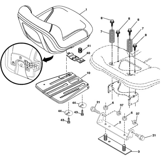 McCulloch M155H107 - 96041031801 - 2013-11 - Seat Parts Diagram
