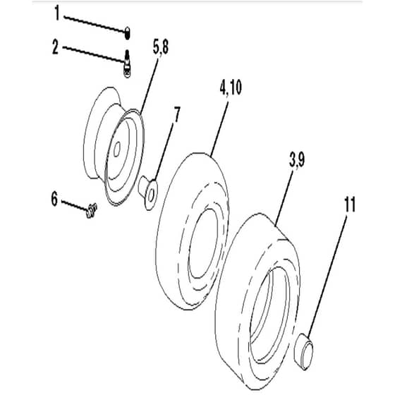 McCulloch M165107HRB - 96051003900 - 2011-11 - Wheels and Tyres Parts Diagram