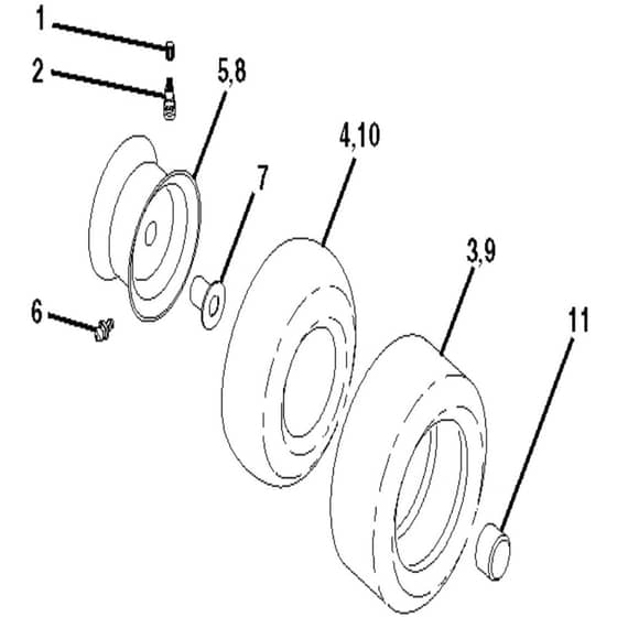 McCulloch M165107HRB - 96061032901 - 2011-04 - Wheels and Tyres Parts Diagram
