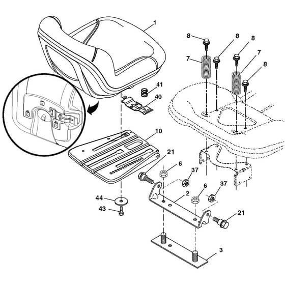 McCulloch M165-107T - 96041035500 - 2013-06 - Seat Parts Diagram