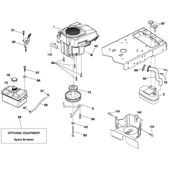 McCulloch M165-97TC CLASSIC - 96051016600 - 2017-07 - Engine (1) Parts Diagram