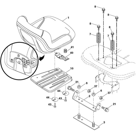 McCulloch M165-97TC CLASSIC - 96051016600 - 2017-07 - Seat Parts Diagram
