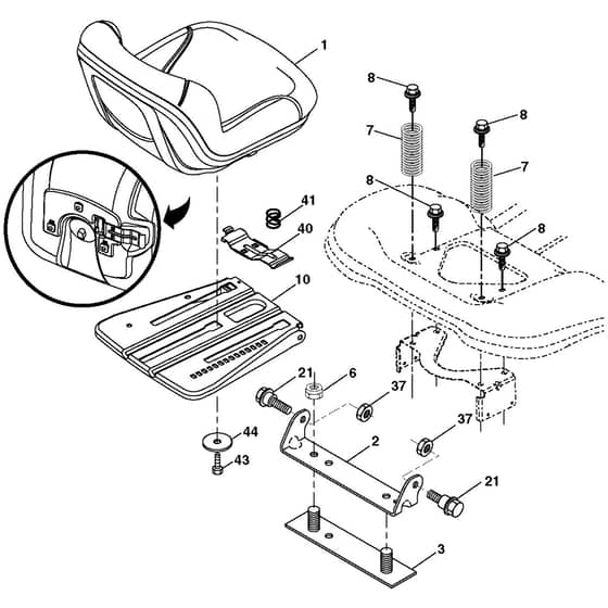 McCulloch M17538H - 96041023202 - 2013-06 - Seat Parts Diagram