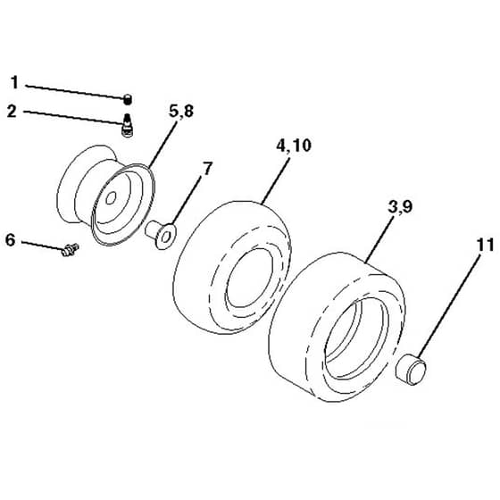 McCulloch M185107HRB - 96051005200 - 2011-12 - Wheels and Tyres Parts Diagram