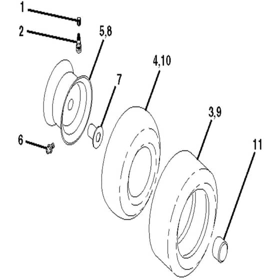 McCulloch M185107HRB - 96061012201 - 2009-04 - Wheels and Tyres Parts Diagram