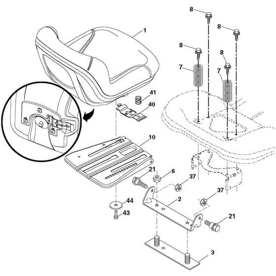 McCulloch M185117T - 96041029700 - 2012-11 - Seat Parts Diagram