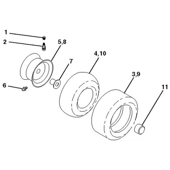 McCulloch M185-107TC - 96051010000 - 2013-06 - Wheels and Tyres Parts Diagram