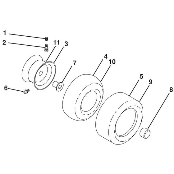 McCulloch M19542 - 96041027400 - 2011-09 - Wheels and Tyres Parts Diagram
