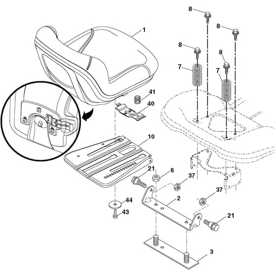 McCulloch M19542H - 96041023401 - 2012-06 - Seat Parts Diagram