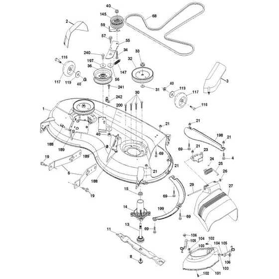 McCulloch M200117H - 96041022202 - 2012-01 - Mower Deck - Cutting Deck Parts Diagram