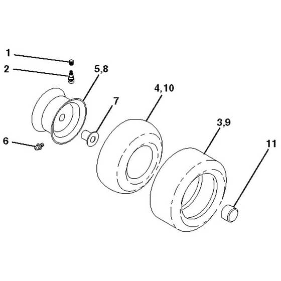 McCulloch M200-107TC - 96051006800 - 2012-11 - Wheels and Tyres Parts Diagram