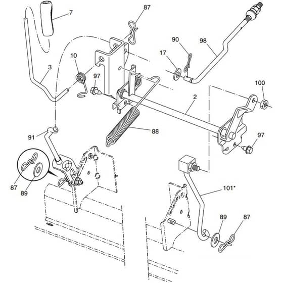 McCulloch M200-117T - 96041039200 - 2016-03 - Mower Lift - Deck Lift Parts Diagram