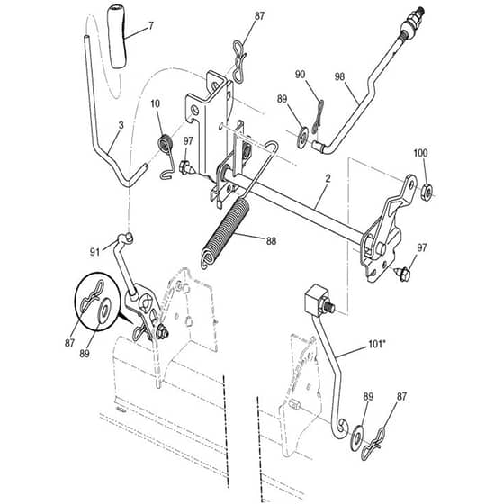 McCulloch M22042H - 96041023500 - 2011-05 - Mower Lift - Deck Lift Parts Diagram