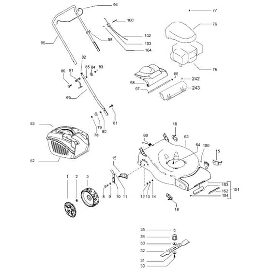McCulloch M40–125 - 96717460103 - 2014-01 - Product Complete Parts Diagram