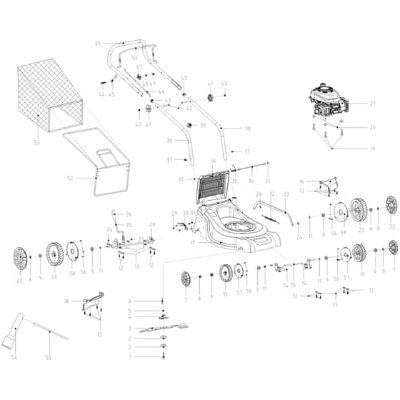 Cobra M41C - 16" Powered Lawn Mower Feb 2019 Main Diagram
