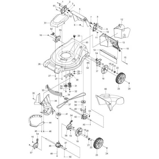 McCulloch M53-150AP - 96121003501 - 2016-09 - Mower Deck - Cutting Deck Parts Diagram