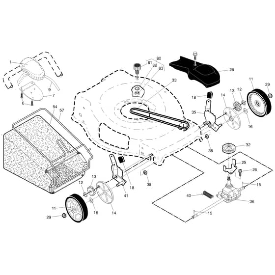 McCulloch M56-190AWFPX - 96141026201 - 2014-01 - Drive Parts Diagram