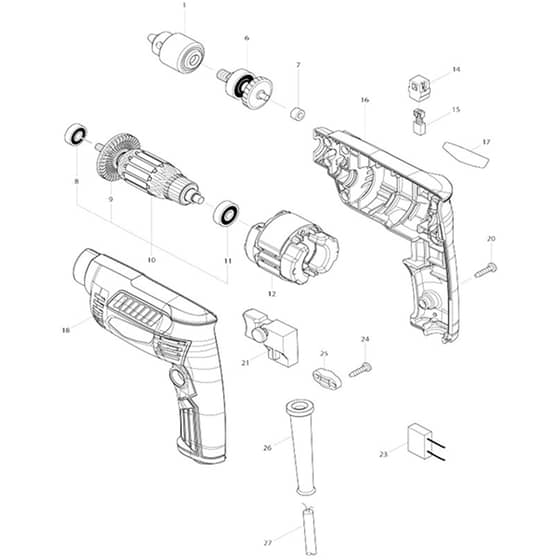 Makita M6500 - 6.5mm High Speed Drill - Power Tool Diagram