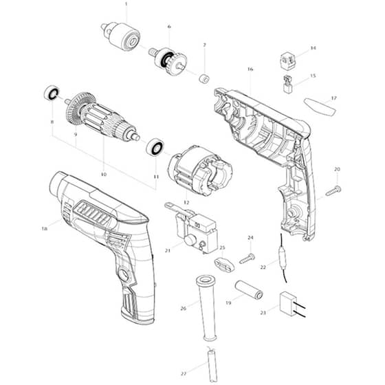 Makita M6501 - High Speed Drill - Power Tool Diagram