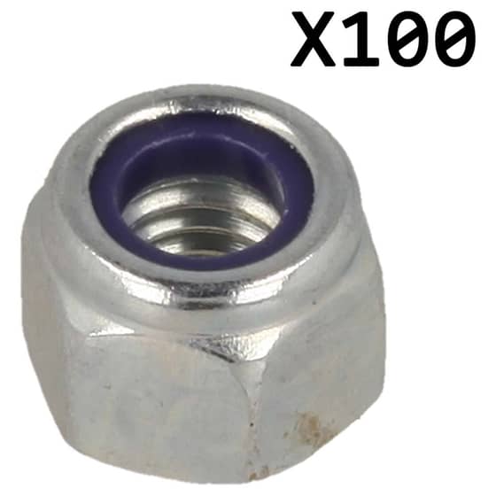 M6 Nyloc Nut, Pack 0f 100