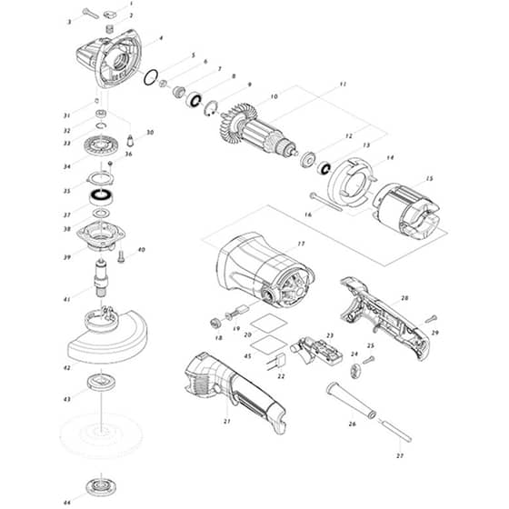 Makita M9002 - 125mm Angle Grinder - Power Tool Diagram