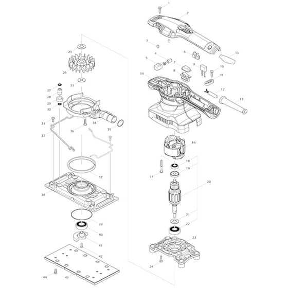 Makita M9203 - Finishing Sander - Power Tool Diagram