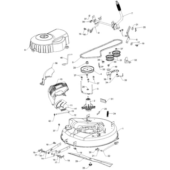 McCulloch M9566X - 96021002201 - 2012-01 - Mower Deck - Cutting Deck Parts Diagram