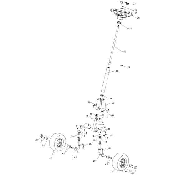 McCulloch M9566X - 96021002202 - 2012-08 - Steering Parts Diagram