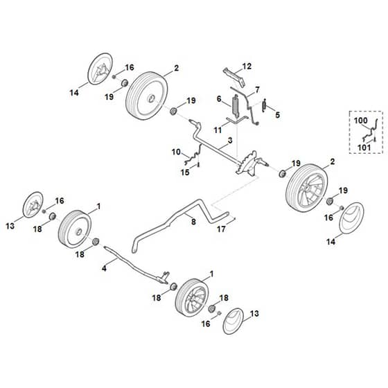 Viking MA443.1 C - Chassis, Height Adjustment - Parts Diagram