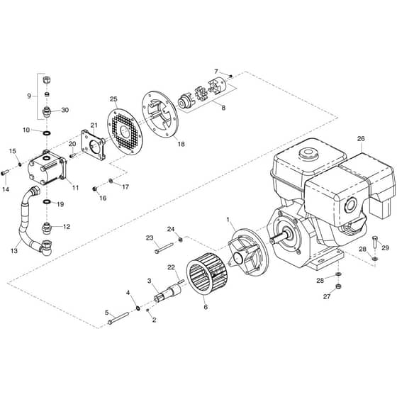 Belle Major 30-140 (PAN) - Pump & Motor Assembly