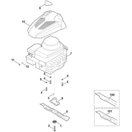 Viking MB248.0 - Engine - Blade - Parts Diagram