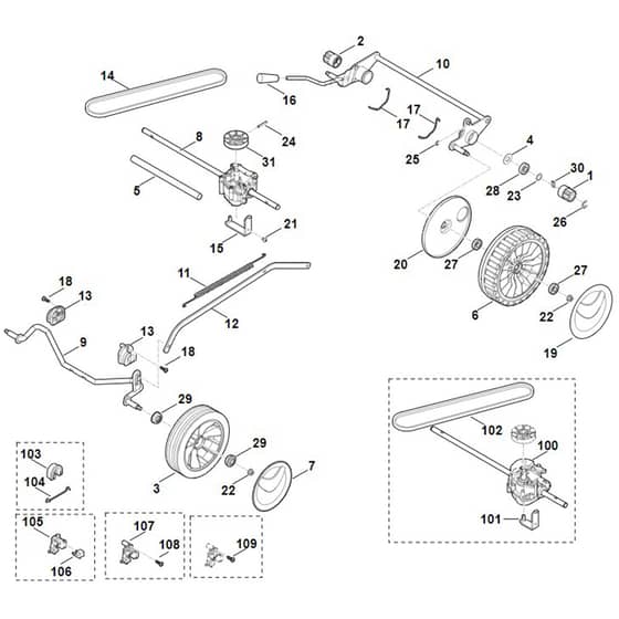 Viking MB248.3 T - Chassis - Gear Box - Parts Diagram