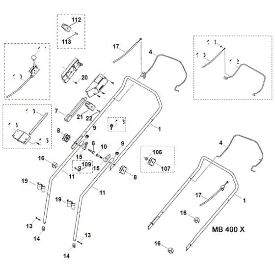 Viking MB400 X - Handle - Parts Diagram