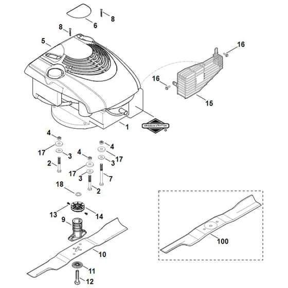 Viking MB448.0 T - Engine - Blade - Parts Diagram